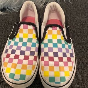 Vans colored checks slip on shoe size little kid 13